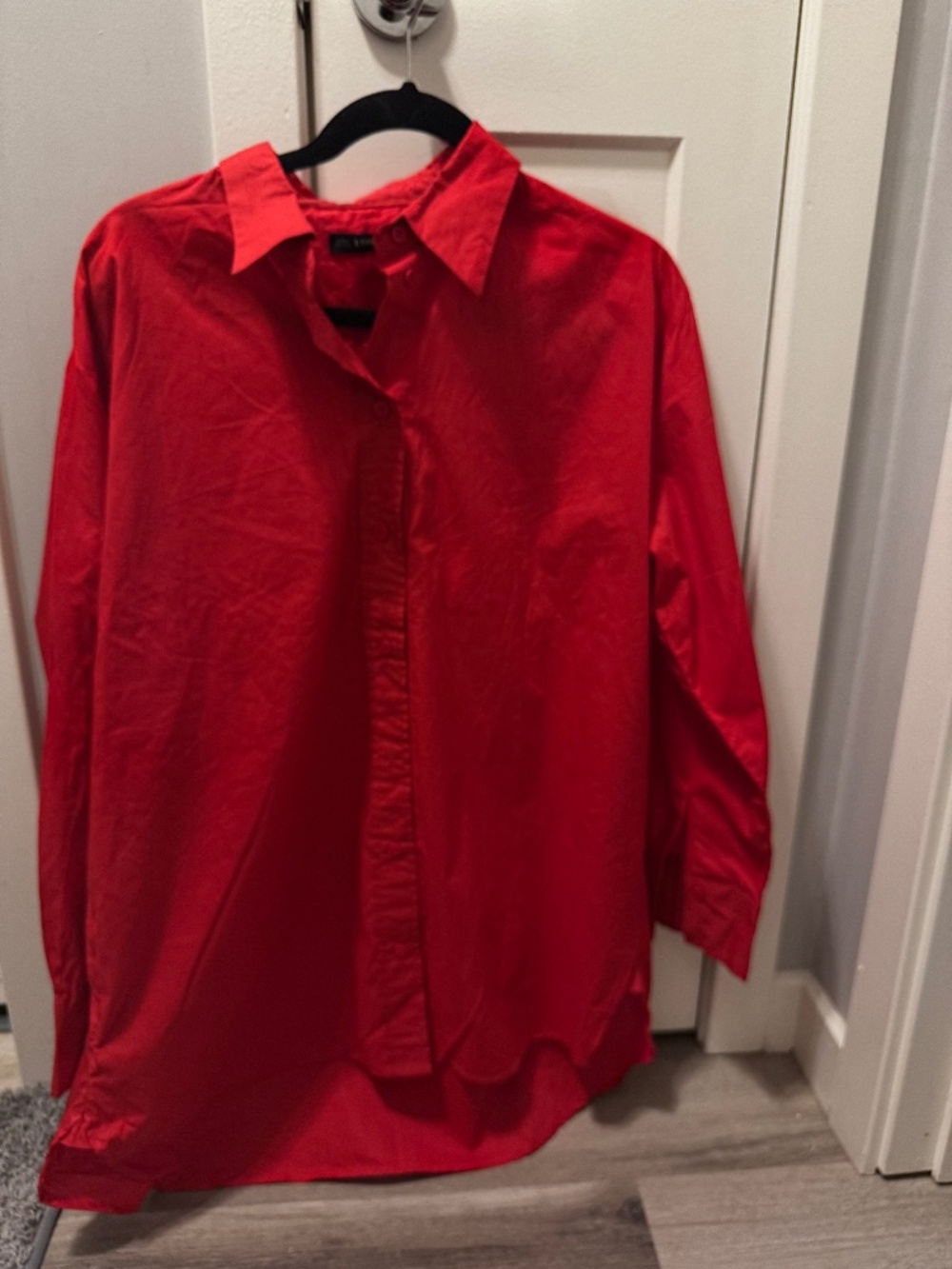 Red button down poplin shirt
